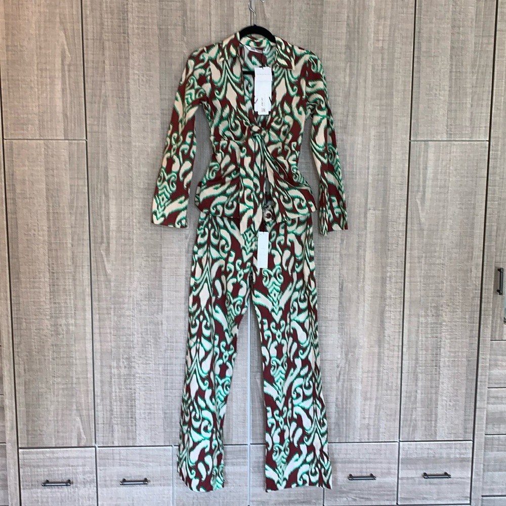 Zara The Selena  100% Cotton Printed Top‎ And Trousers Set